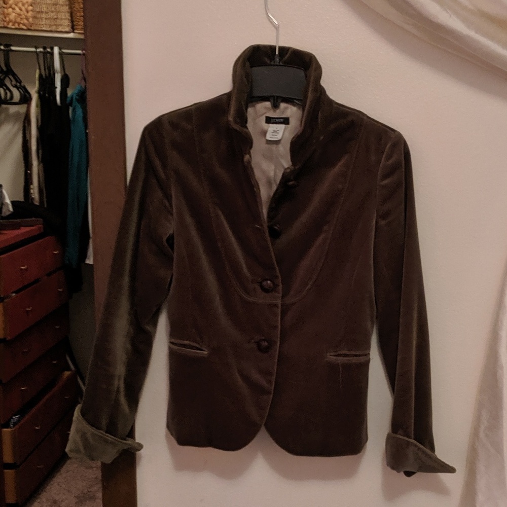 J Crew Velvet Forest Green Blazer